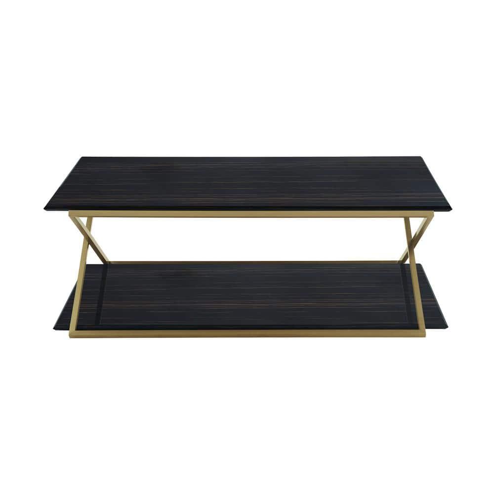 Armen Living Westlake Modern Wood & Metal Coffee Table in Dark Brown/Gold