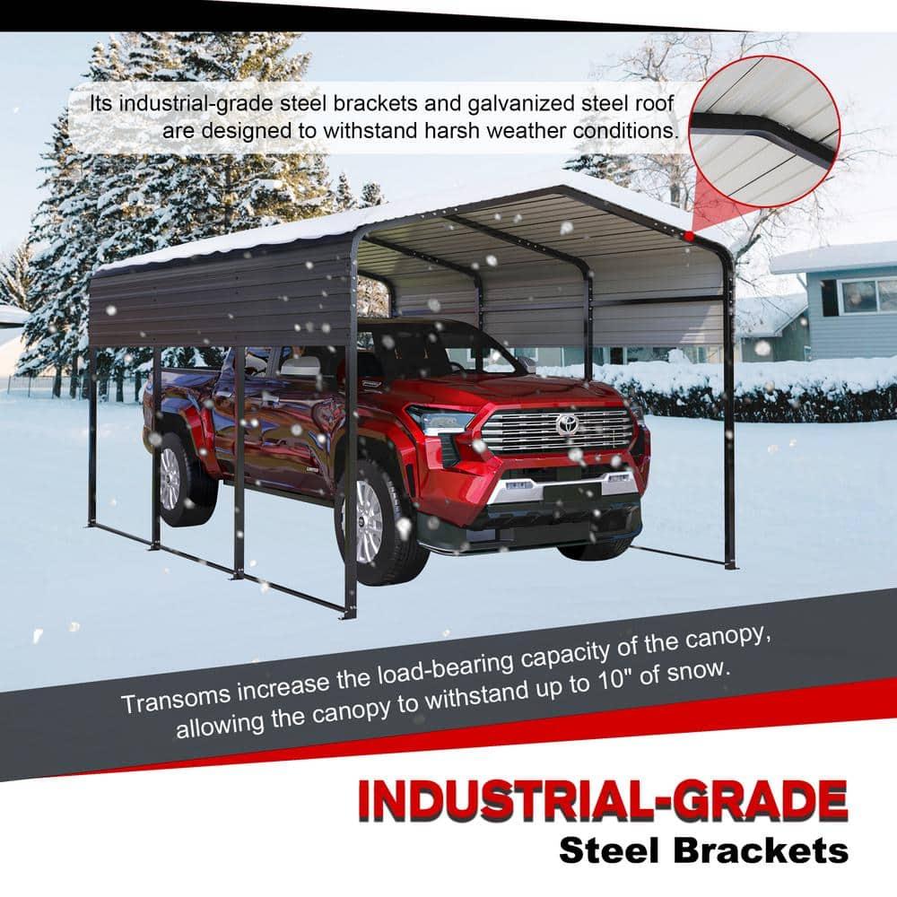 HomeViewto Outdoor Carport, 10 X 15 FT Carport, Heavy Duty Carport Canopy With Galvanized Steel Roof And Frame, Metal Carport Large Garage For Driveway Car, Truck
