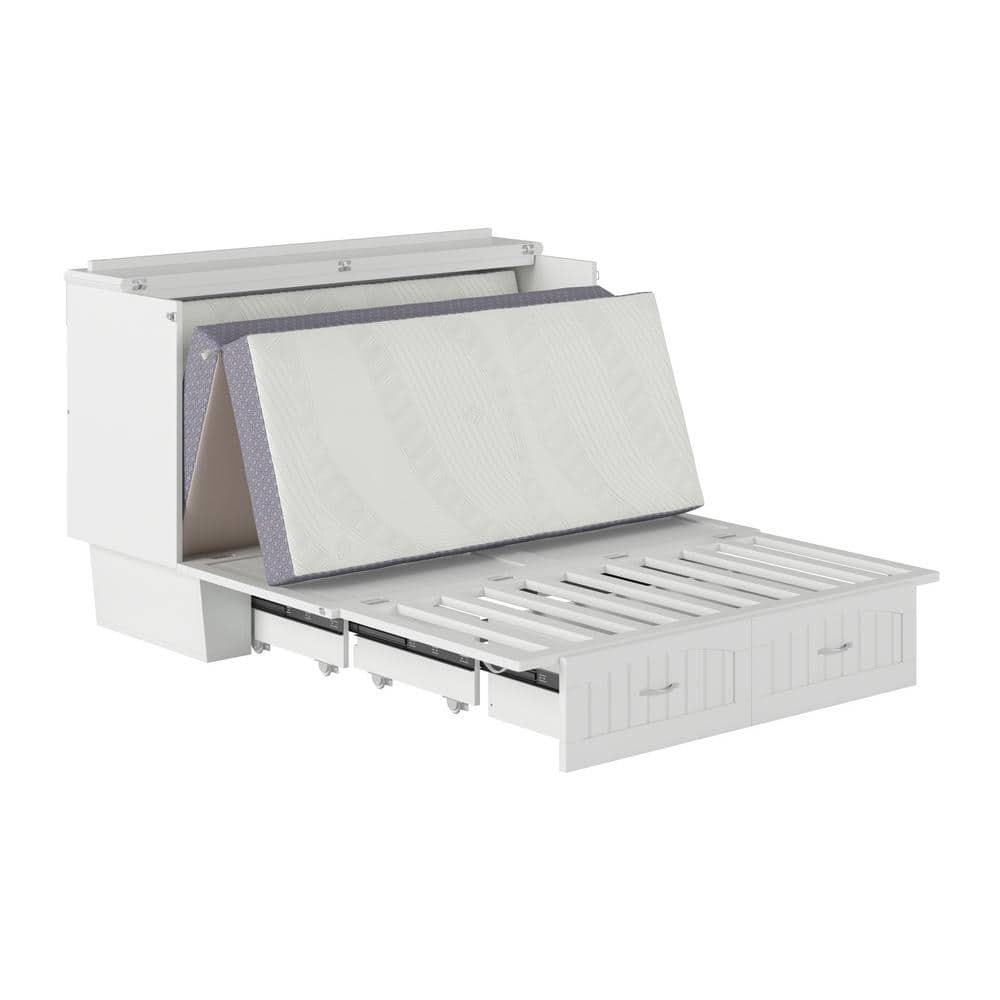 Queen Nantucket Murphy Bed Chest USB Turbo Charger White - AFI