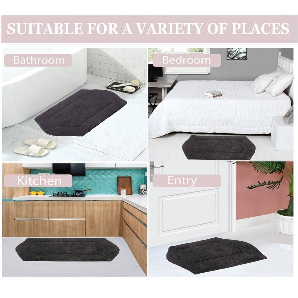 HOME WEAVERS WaterFord Collection Bathroom Rug 100% Cotton Tufted Round Shape Bathroom Rug, Soft & Absorbent Bath Rugs, Non-Slip Bath Carpet, Machine Wash Dry Bath Mats - 30" Round, Grey