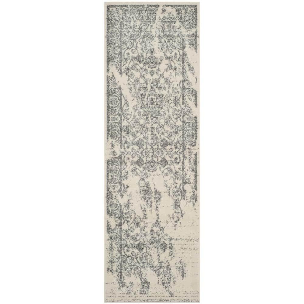 Adirondack ADR101 Power Loomed Runner Rug - Ivory/Silver - 2'6"x10' - Safavieh.