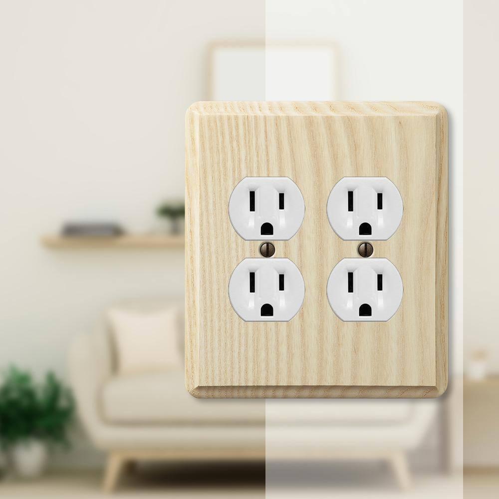 Amerelle Contemporary Unfinished Beige 2 gang Ash Wood Duplex Outlet Wall Plate 1 pk