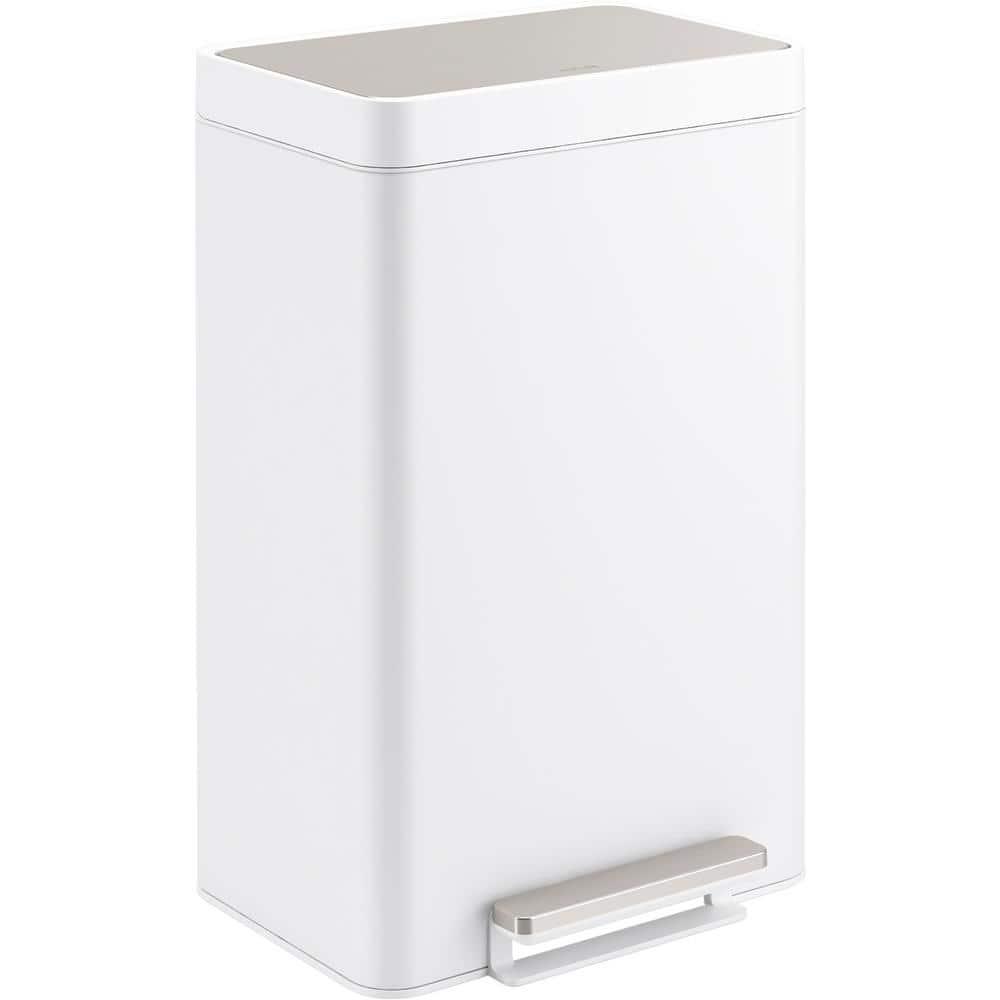 Reset 11 Gallon Dual Compartment Kitchen Trash Can, Stainless Steel Step Trash Can