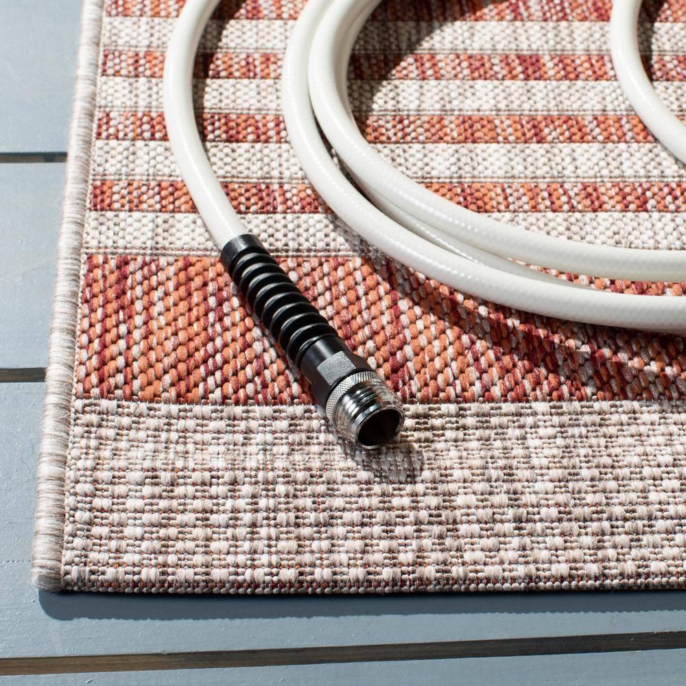 Courtyard CY8062 Power Loomed Indoor and Outdoor Area Rug - Red/Beige - 6'7"x9'6" - Safavieh