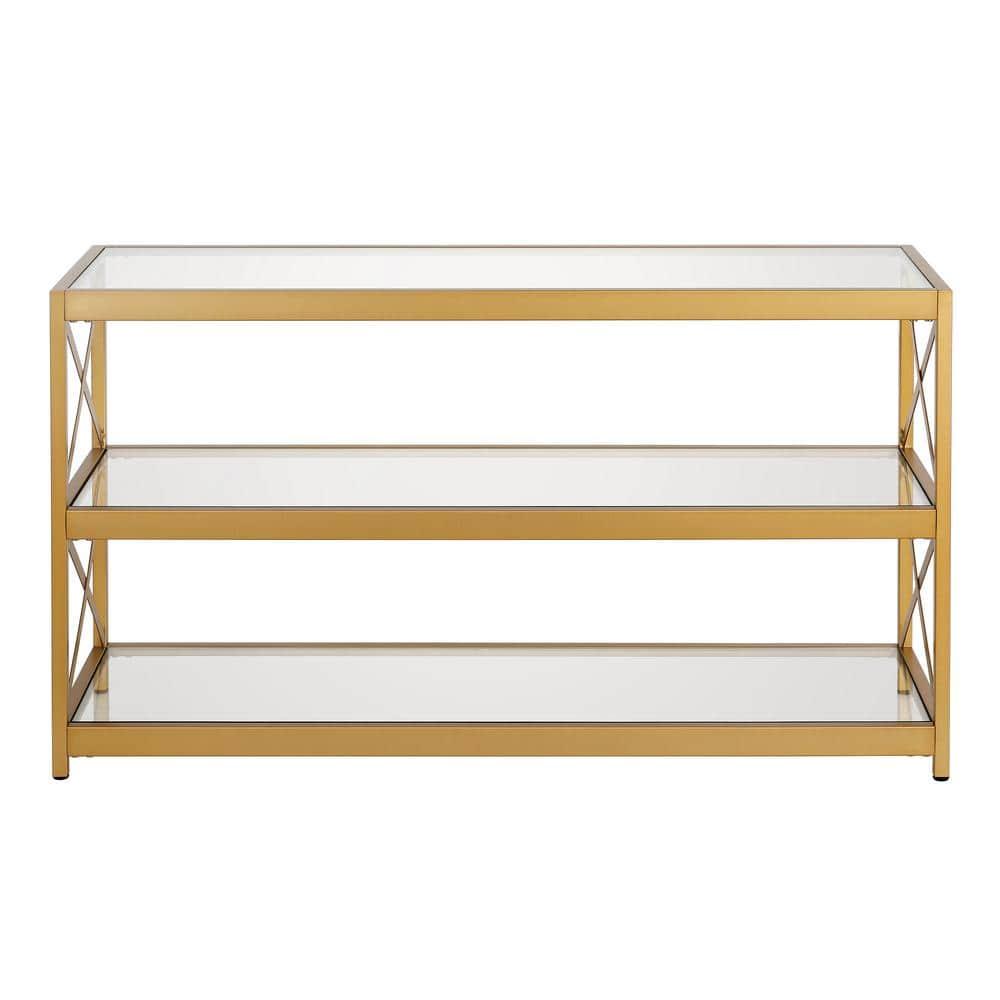 Evelyn&Zoe Hutton Rectangular TV Stand for TV's up to 50", Brass