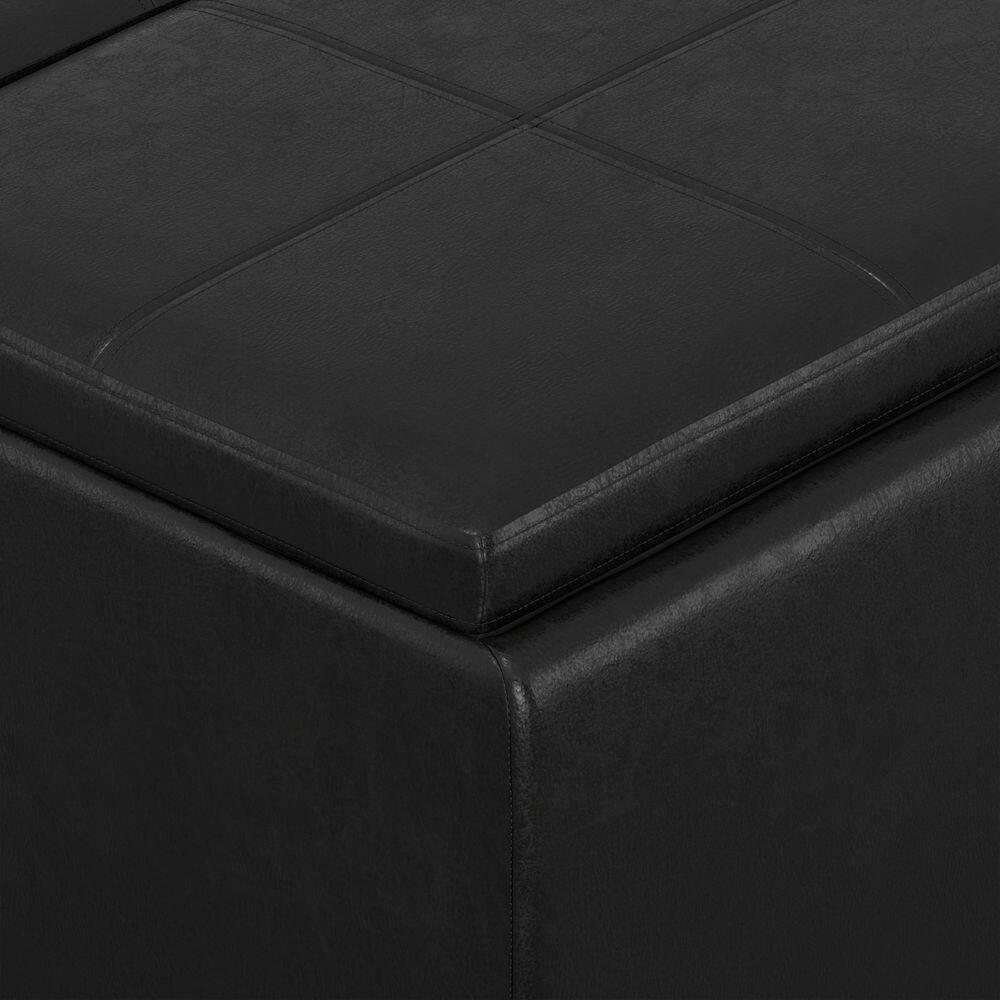 Simpli Home Avalon 42"W Upholstered Storage Ottoman with 3 Flip-Over Serving Trays
