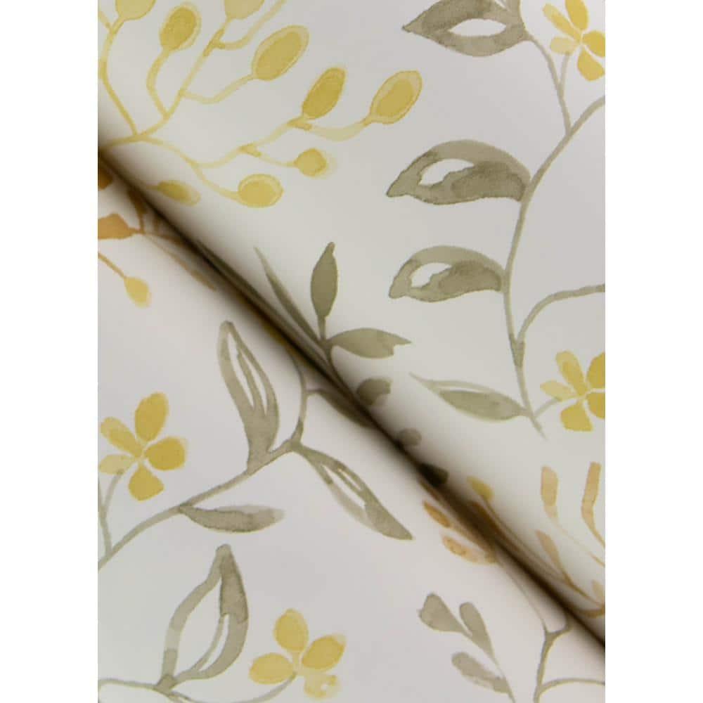 Chesapeake Tarragon Honey Dainty Meadow Wallpaper, 20.5-in by 33-ft