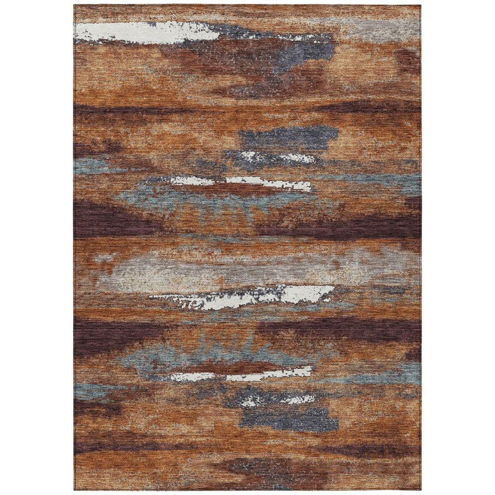 Addison Rugs Chantille Indoor/Outdoor Transitional Geometric, Abstract Copper Washable Rectangle Rug, 2'6" x 3'10"