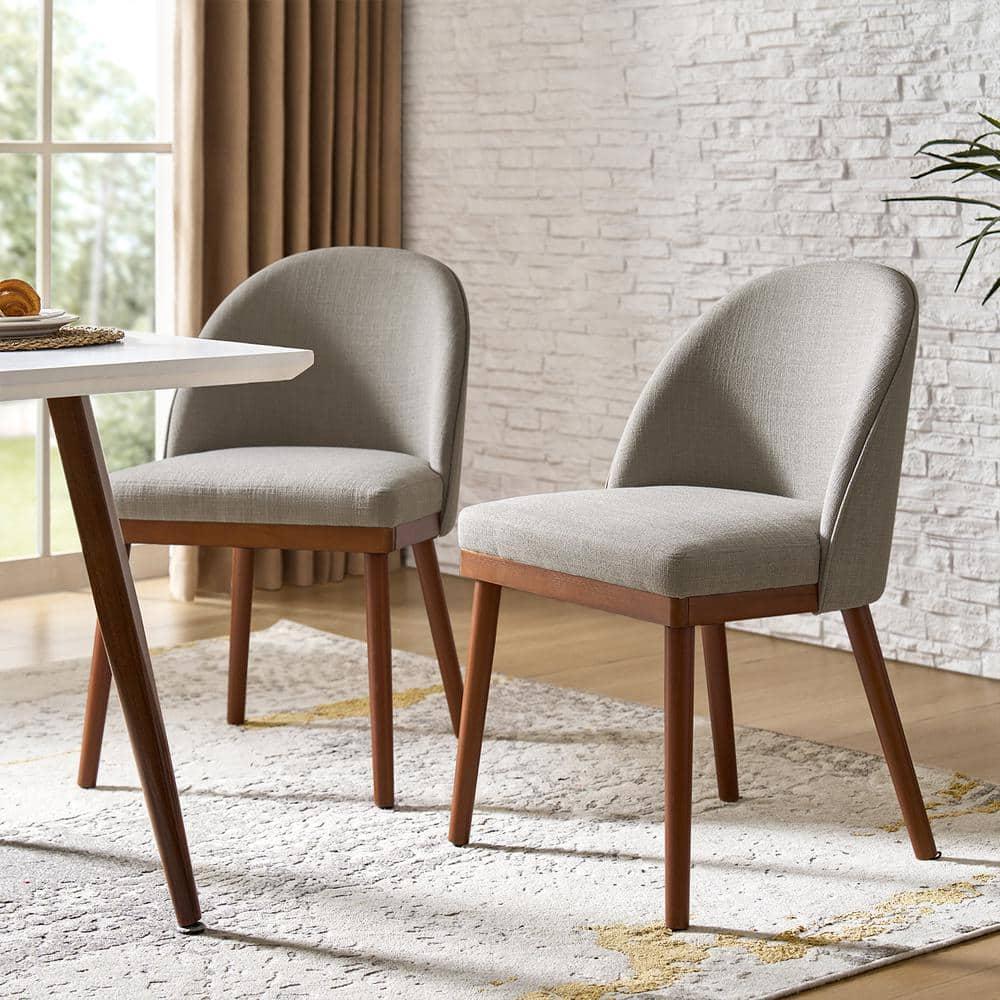 Dining Chairs Set of 2,Dining Chairs with Fabric Upholstered and Solid Wood Legs,Kitchen Side Chair,Thick Cushions Seat,Easy Assembly for Dining Room Living Room Bedroom (Beige)