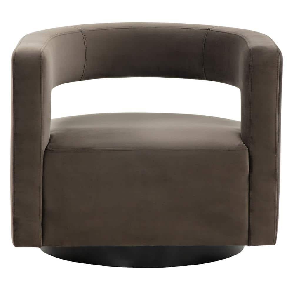SAFAVIEH Couture Edgar Modern Velvet Solid Swivel Armchair, Dark Brown