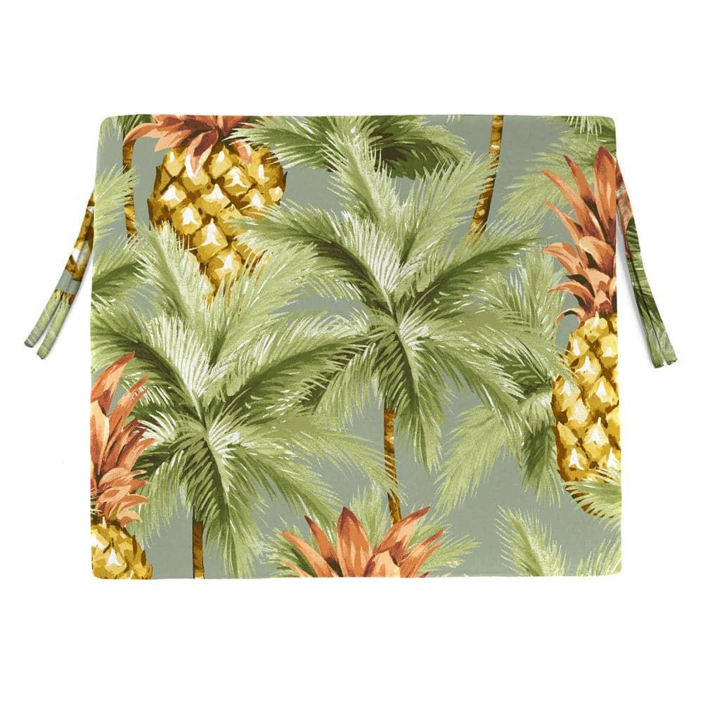 Jordan Manufacturing 17" x 19" Luau Breeze Green Tropical Rectangular Outdoor Chair Pad Seat Cushion with Ties (2 Pack)