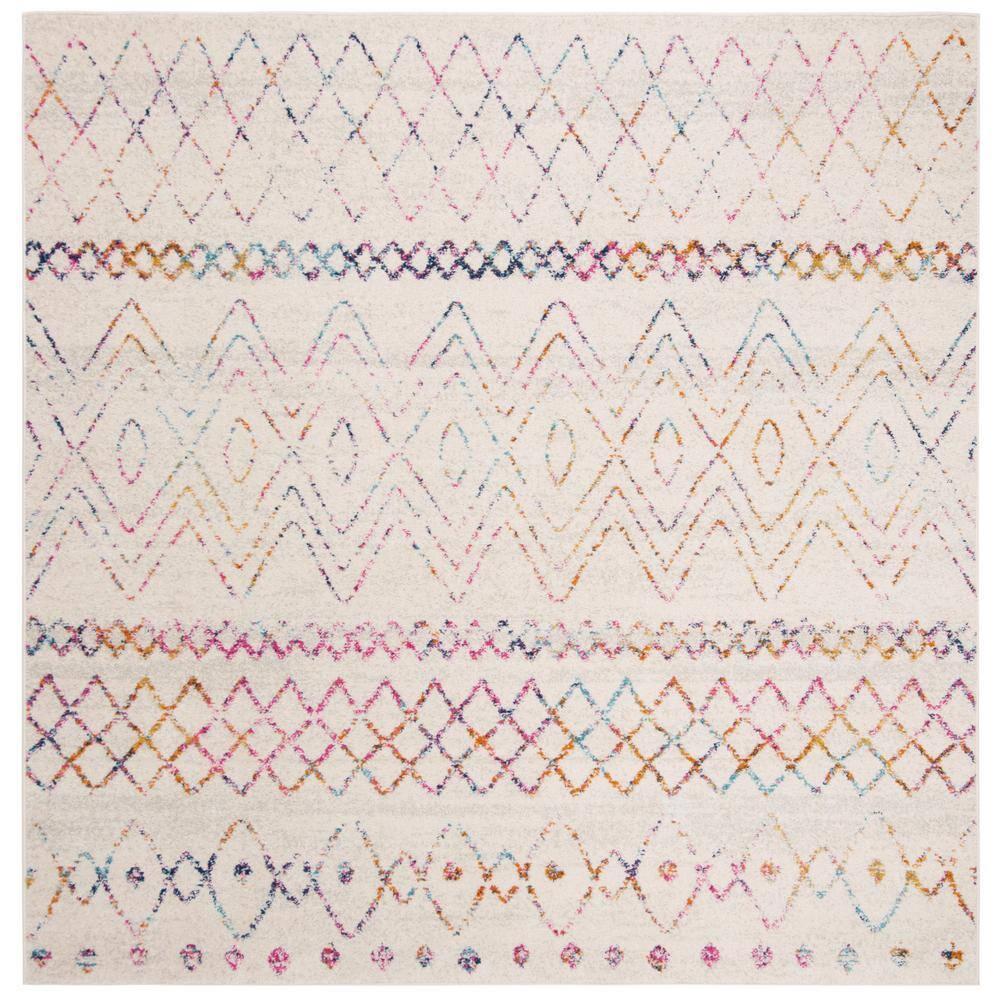 Madison 700 MAD798 Power Loomed Indoor Area Rug - Ivory/Fuchsia - 5'3"x5'3" - Safavieh