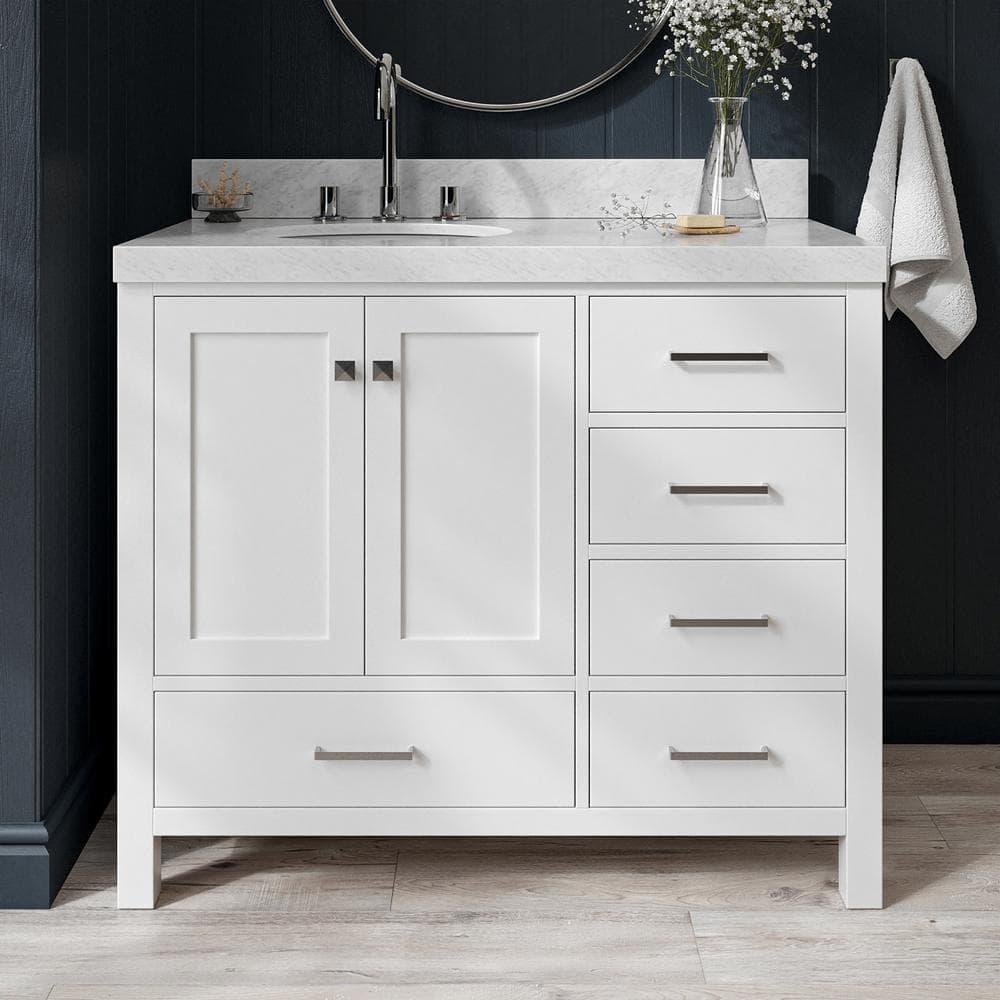 Cambridge 42'' Single Bathroom Vanity with Carrara Marble Top