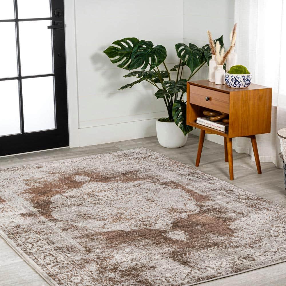 JONATHAN Y Rosalia Cottage Medallion Cream/Brown 5 ft. x 8 ft. Area Rug