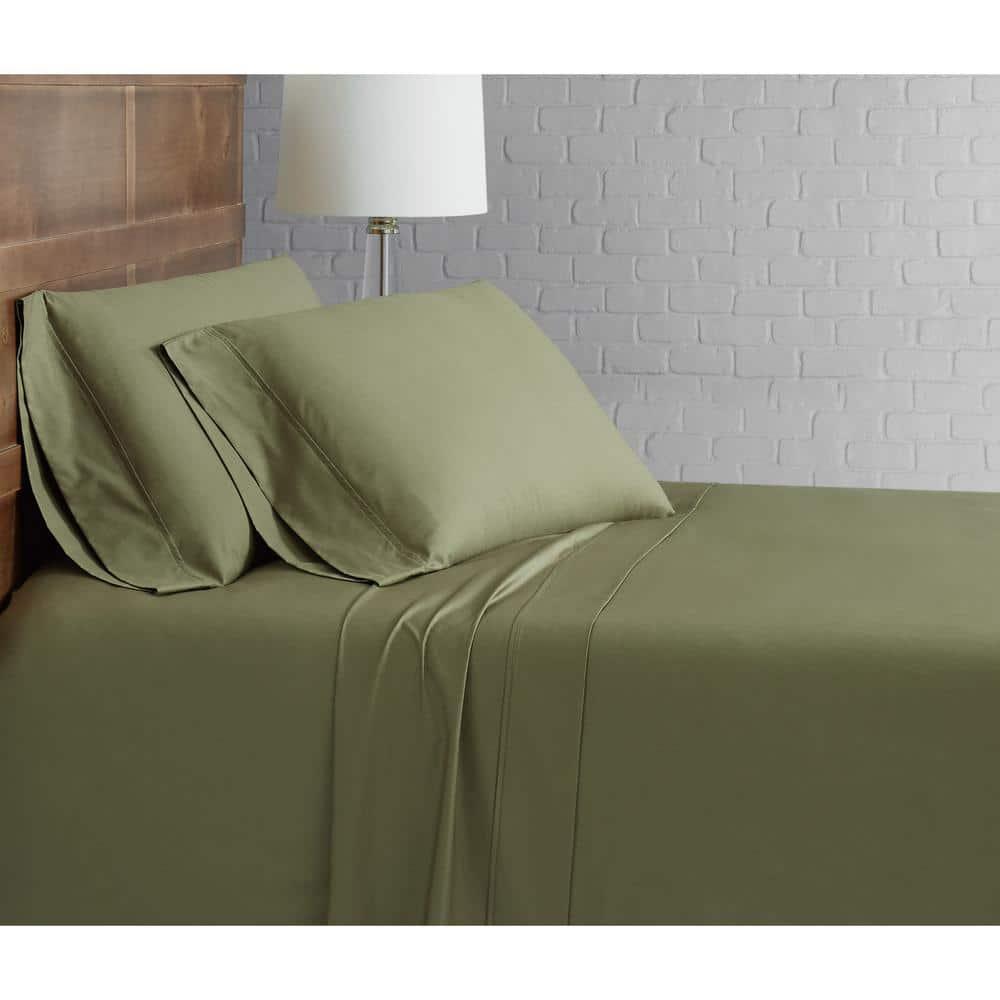 Twin Classic Cotton Solid Sheet Set Olive - Brooklyn Loom
