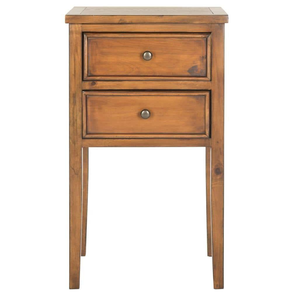 Toby Accent Table With Storage Drawers - AMH6625F - Brown - Safavieh Couture