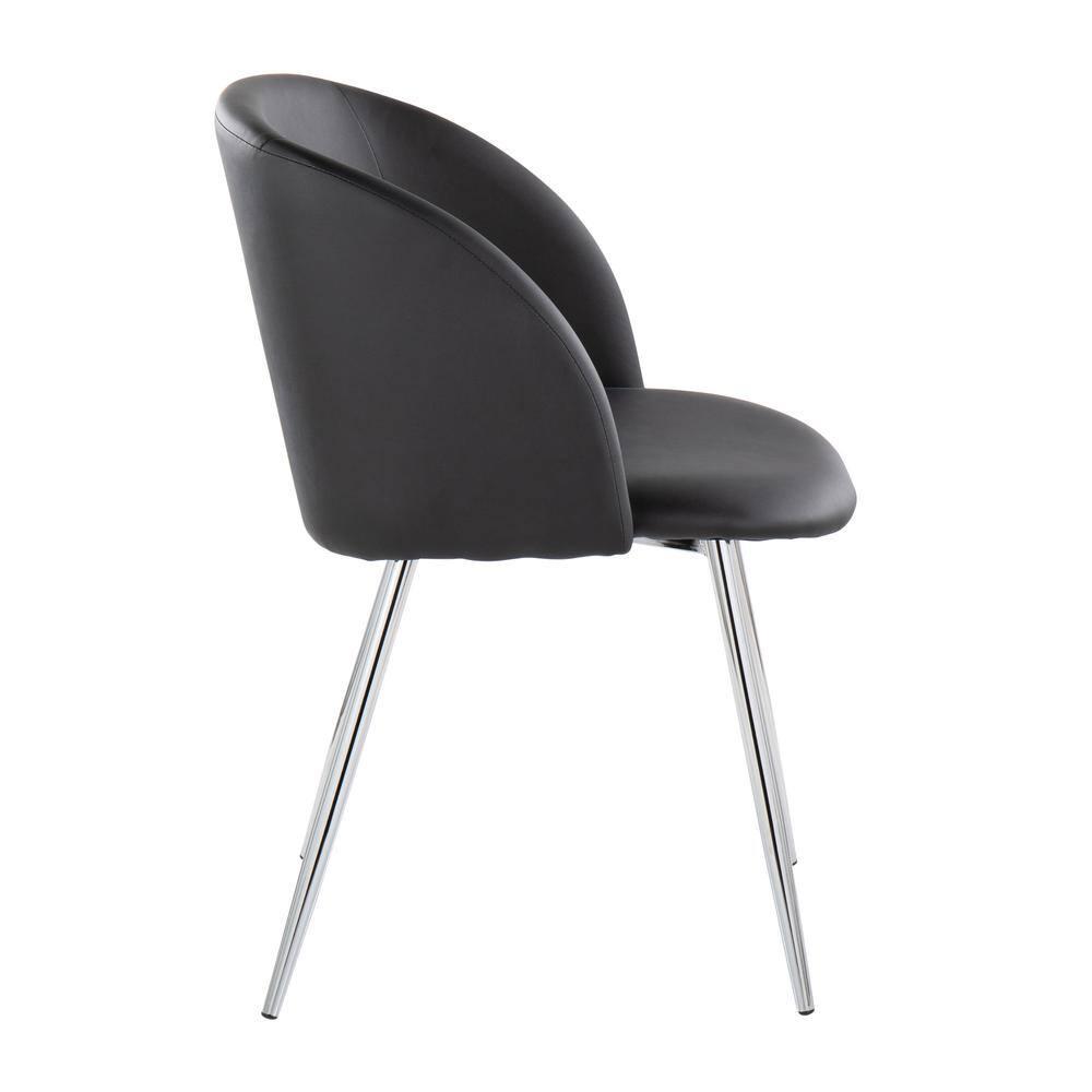 Set of 2 Fran Dining Chairs Chrome/Black - LumiSource: Upholstered, Metal Legs, Contemporary Style