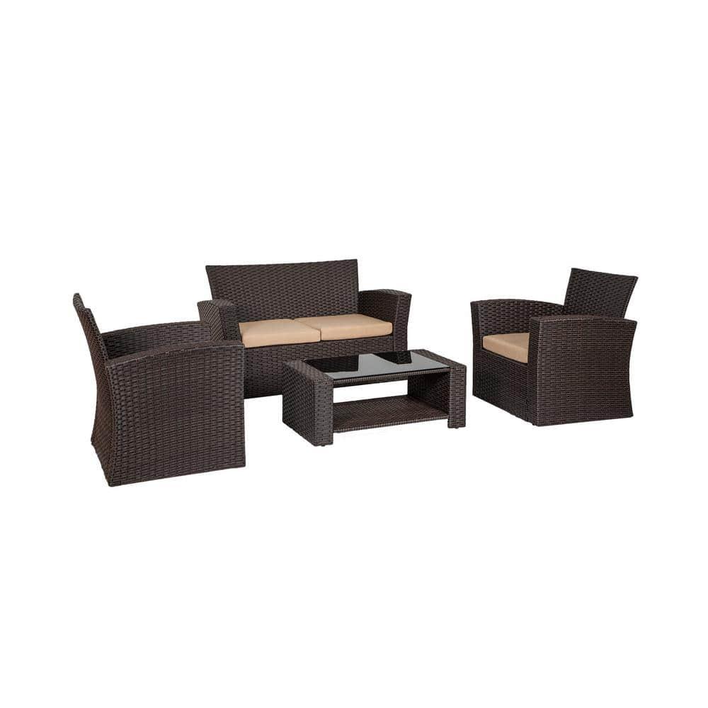 Grandview Outdoor Chocolate 4-piece Patio Conversation Set Beige