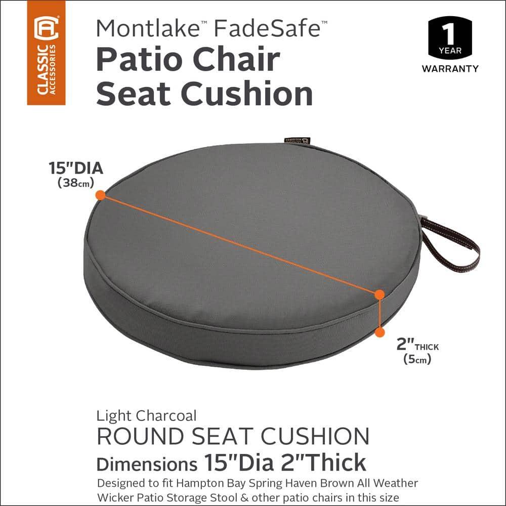 15" x 15" x 2" Montlake Fadesafe Round Patio Dining Seat Cushion Set: Water-Resistant, Zippered - Classic Accessories