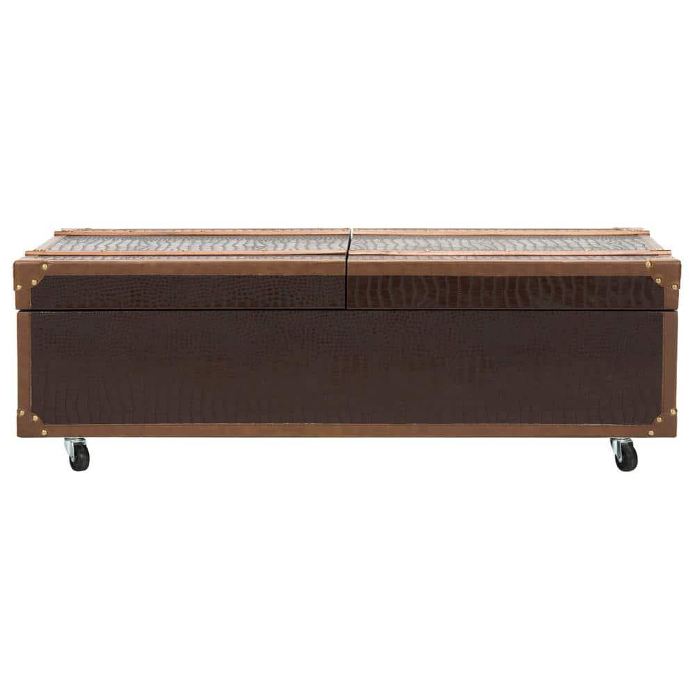 SAFAVIEH Zoe Modern Animal Print Storage Coffee Table with Wine Rack, Brown