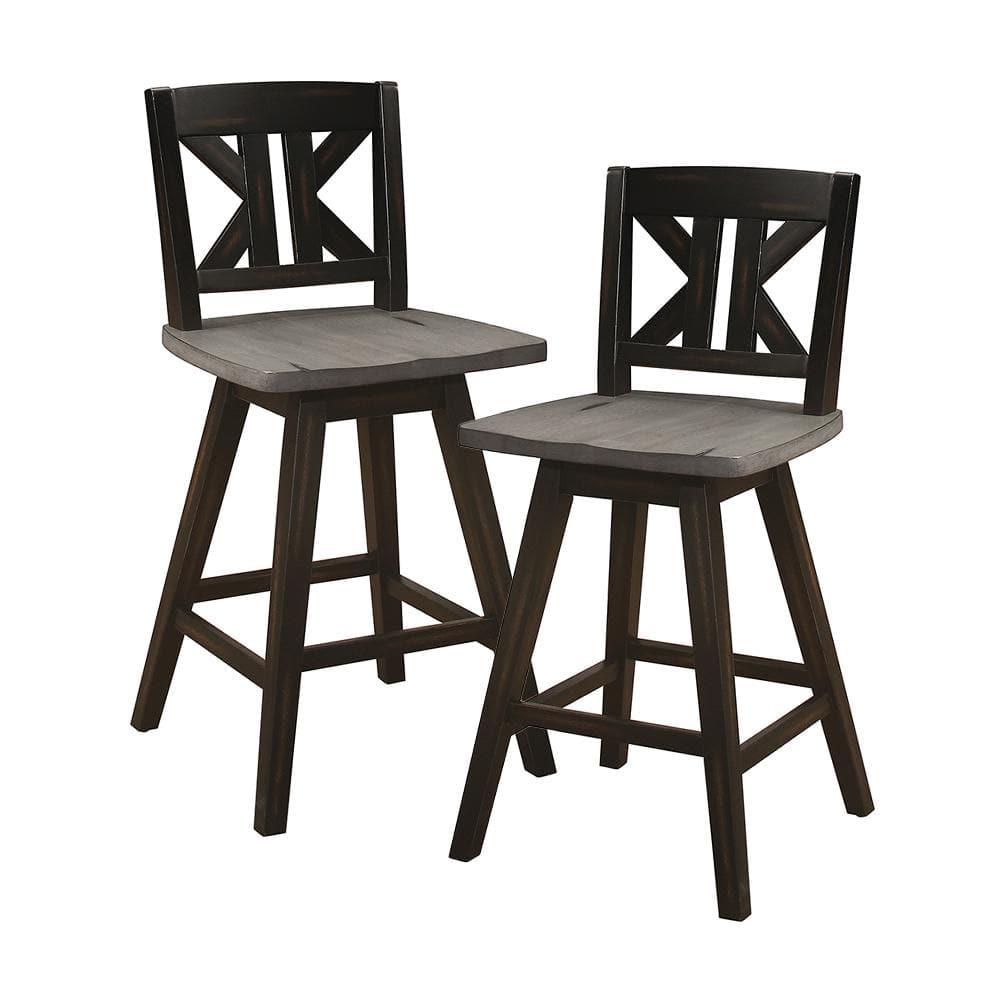 Lexicon Amsonia K-back Counter Height Dining Swivel Chair in Black (Set of 2)