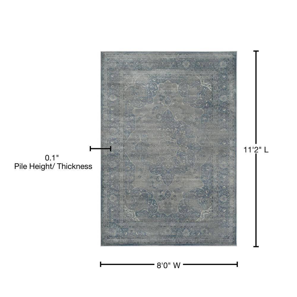 Safavieh Vintage Kerman 8 x 10 (ft) Loomed Synthetic Light Gray/Light Blue Rectangular Indoor Distressed/Overdyed Vintage Area rug