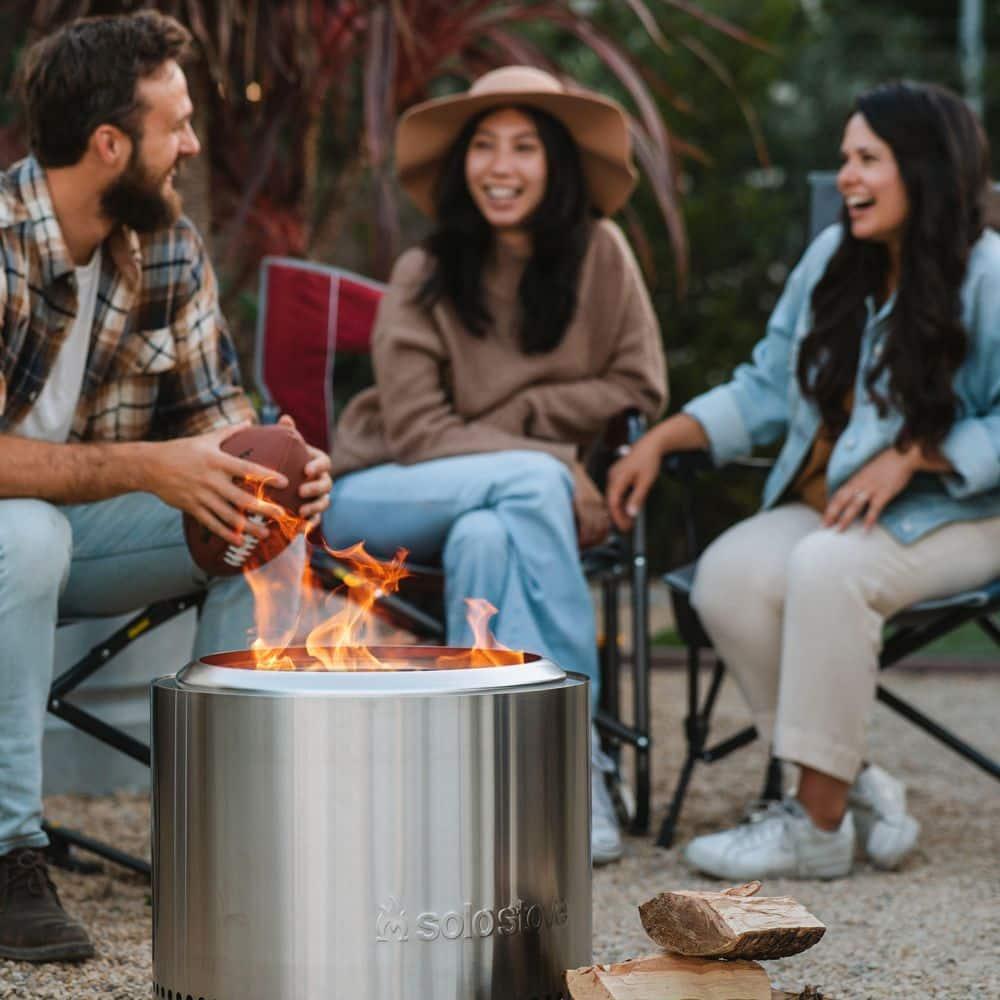 Solo Stove Bonfire 2.0 with Stand, Smokeless Fire Pit | Wood Burning Fireplaces W/ Removable Ash Pan, Portable Outdoor Firepit - for Camping, Stainless Steel, H: 16.75 in x Dia: 19.5 in, 25.1 lbs