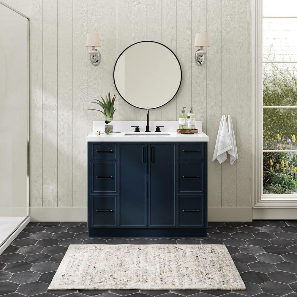 Ariel Kelly 43 Inch Single Rectangular Sink Bathroom Vanity With Quartz Countertop