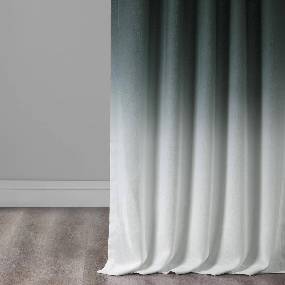 Ombre Aqua Faux Linen Sheer Curtain (1 Panel), Ombre Aqua, 50W X 108L