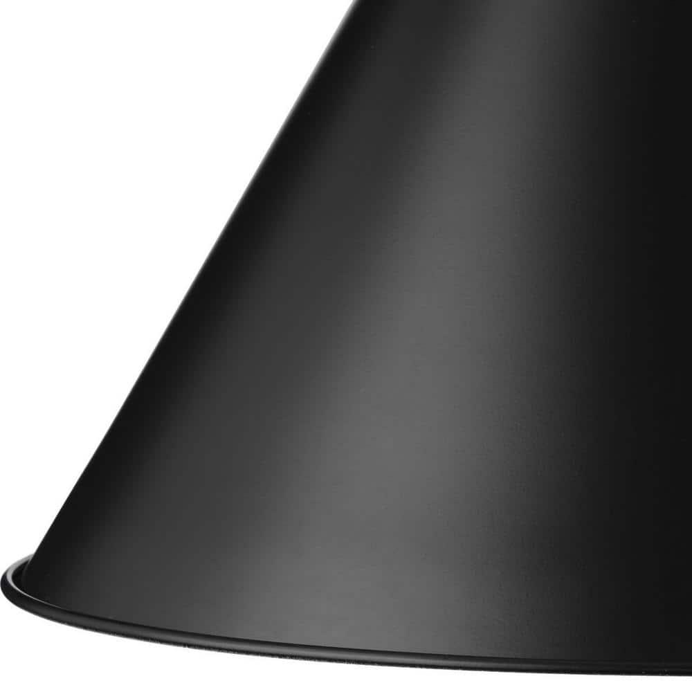 Progress Lighting Hinton 1-Light Pendant, Matte Black, Cone Shade