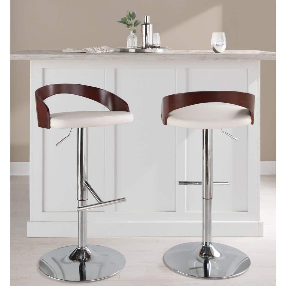 Grotto Swivel Upholstered Adjustable Height Counter Stool with Metal Frame (Set of 2)