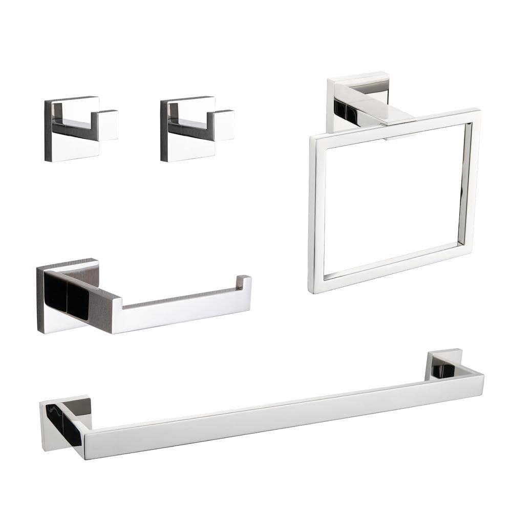 5 - Piece Bathroom Hardware Accessories Set Wall Mounted