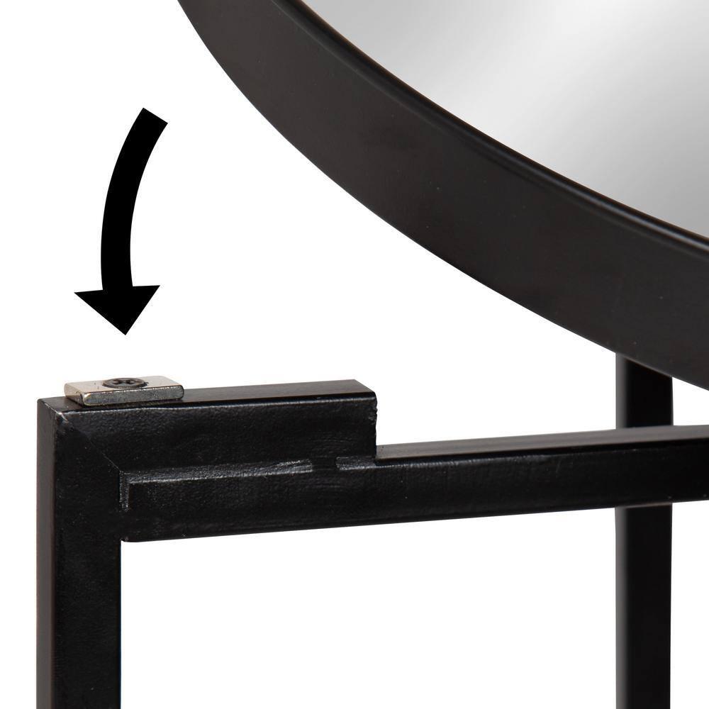 Kate and Laurel Celia Round Metal Tea Table, 14x14x25.75, Black and Mirror