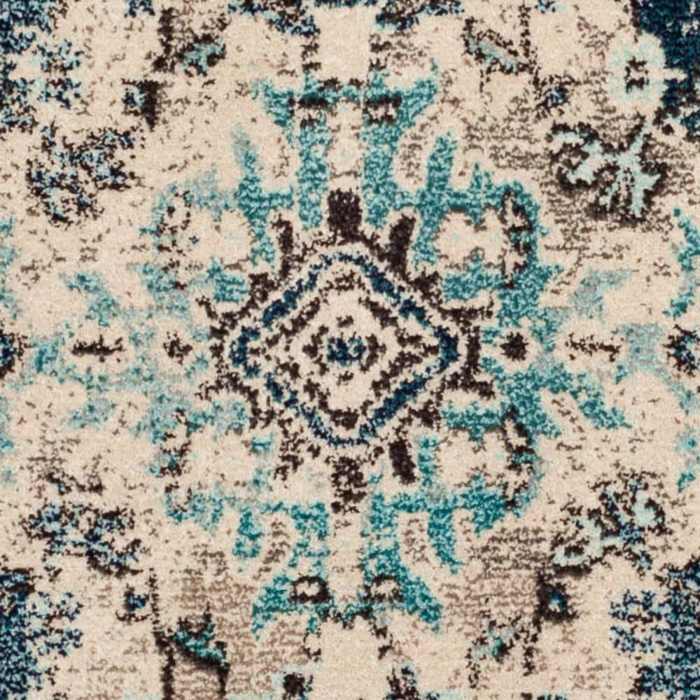 Monaco MNC243 Power Loomed Indoor Accent Rug - Navy/Light Blue - 3'x3' - Safavieh