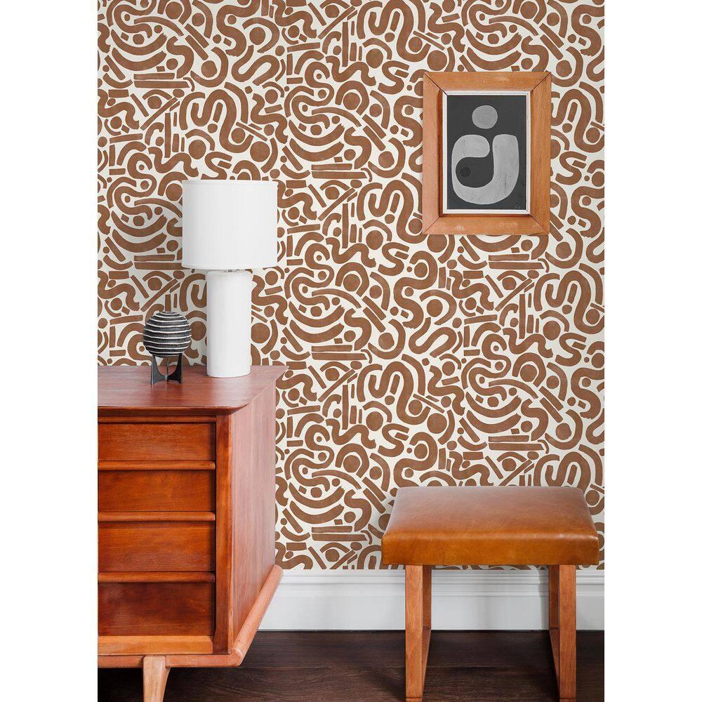 NuWallpaper Terracotta Orange Edie Geometric Peel & Stick Wallpaper