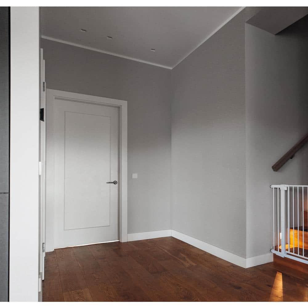 30 in. x 80 in. Left-Handed Solid Core White Primed Composite Single Pre-hung Interior Door Black Hinges