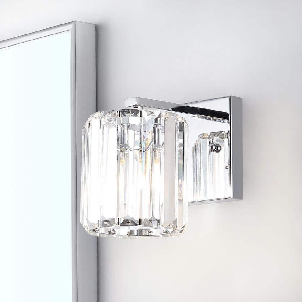 Coco Prism Vintage 4.75" 1-Light Metal/Glass Classic Glam LED Vanity Light, Chrome