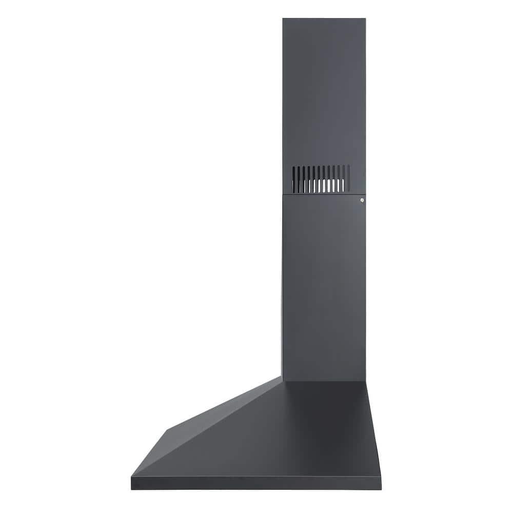 36 Inch Black Range Hood, 450 CFM Stainless Steel Wall Mount Kitchen Hood with Ducted Ductless Convertible, Button Control Over Stove Vent Hood with 3 Speed Noiseless Fan, LED Light (450CFM)