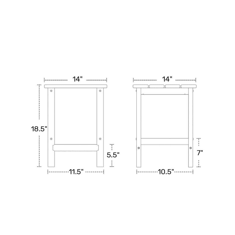 Polytrends  Laguna Hdpe All Weather Outdoor Patio Square Side Table Teak