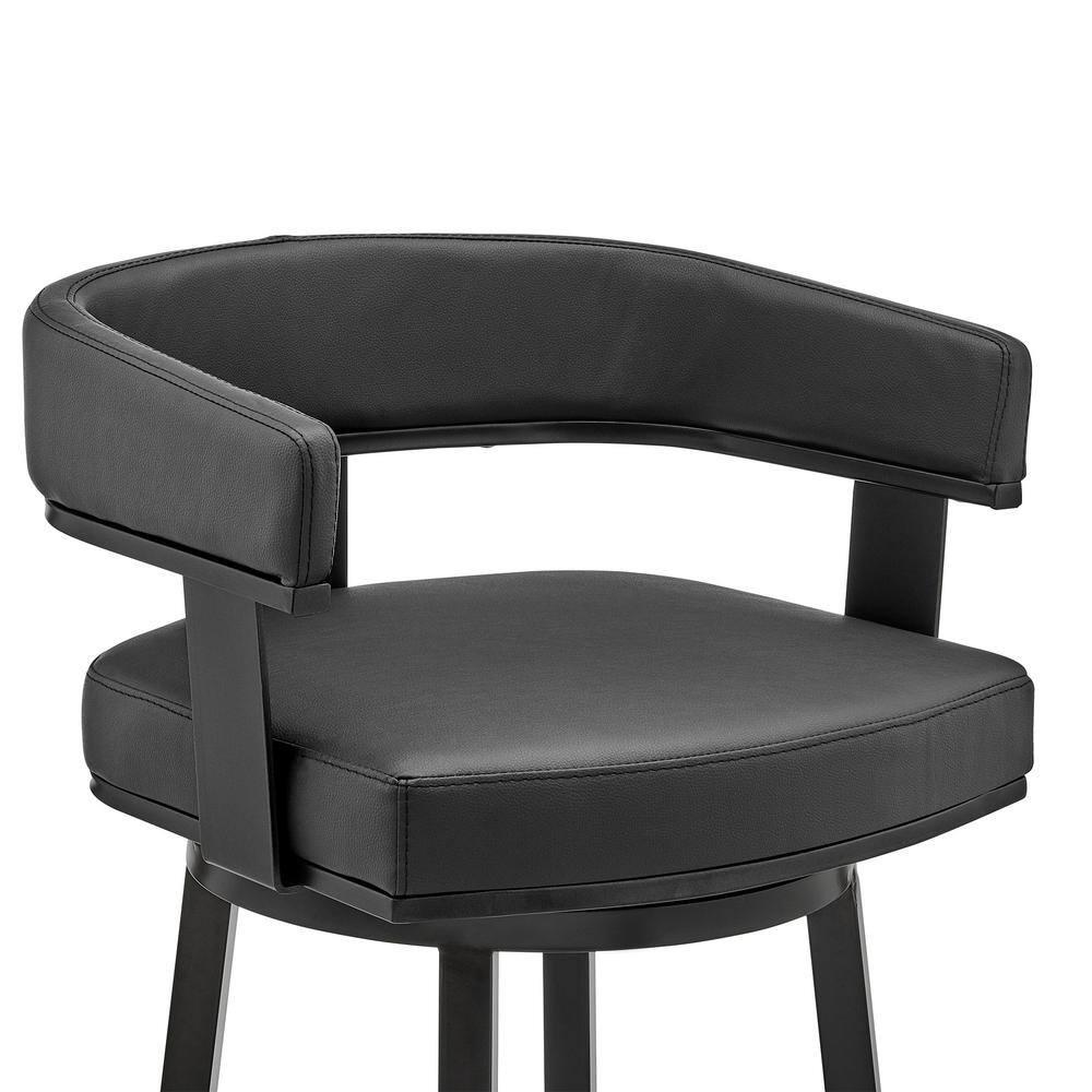 Armen Living Cohen30" Bar Height Swivel Bar Stool in Black Finish and Black Faux Leather
