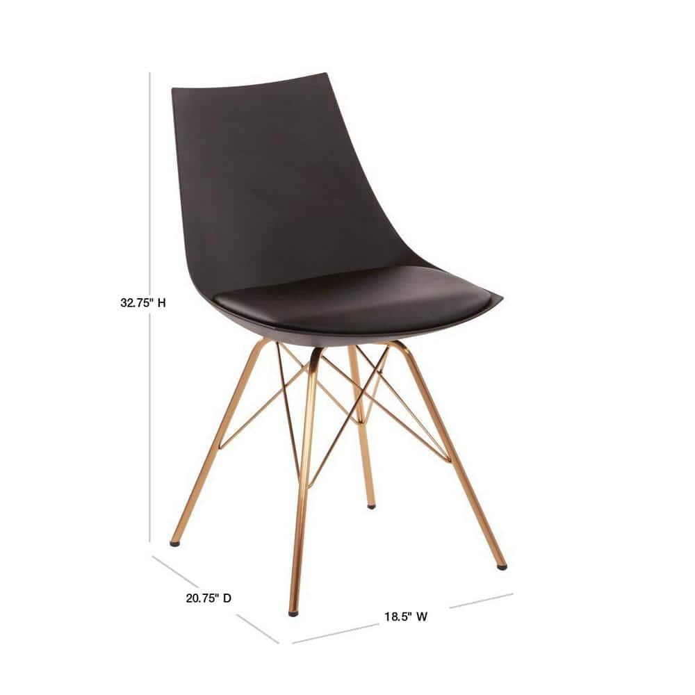 Oakley 18.5 in. Width Standard Black/Gold Faux Leather Guest Office Chair