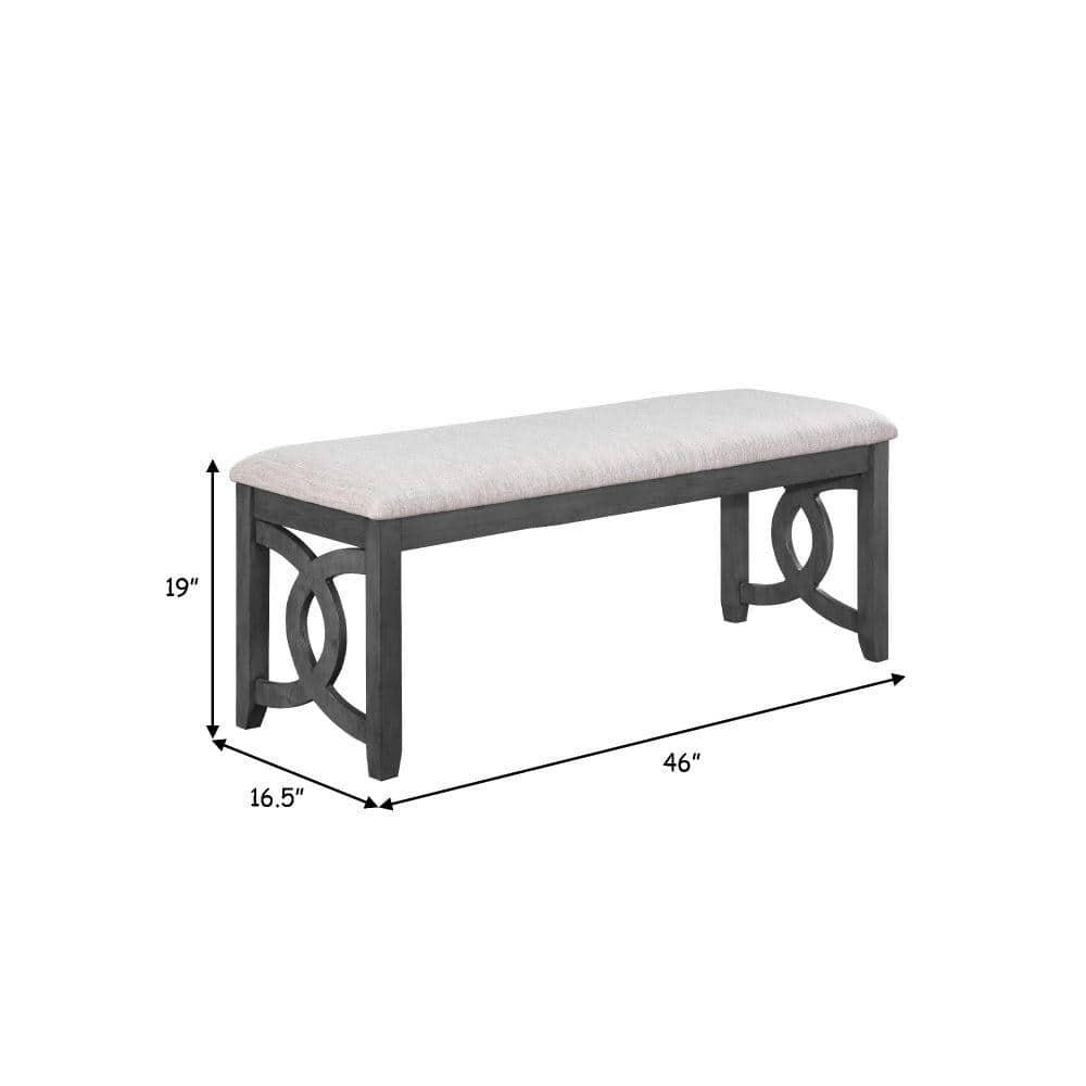 Benjara Gary 46 Inch Wood Bench, Fabric Seat, Ebony Brown