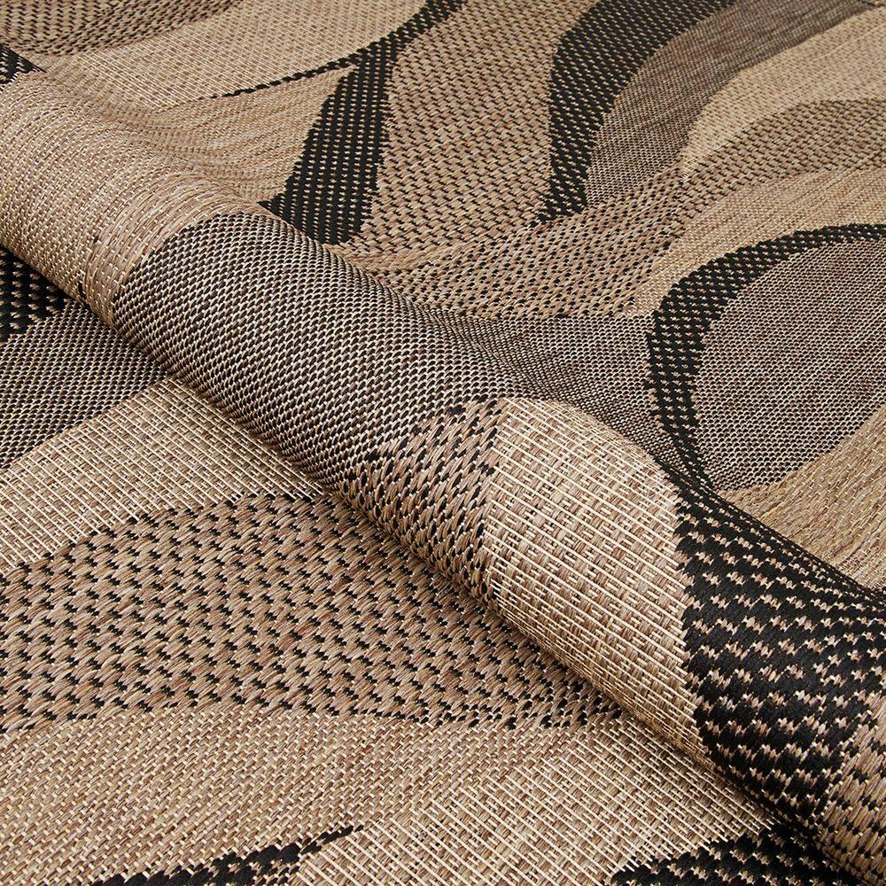 Modern Square Black Synthetic Outdoor Rug - 8'6" x 8'6"