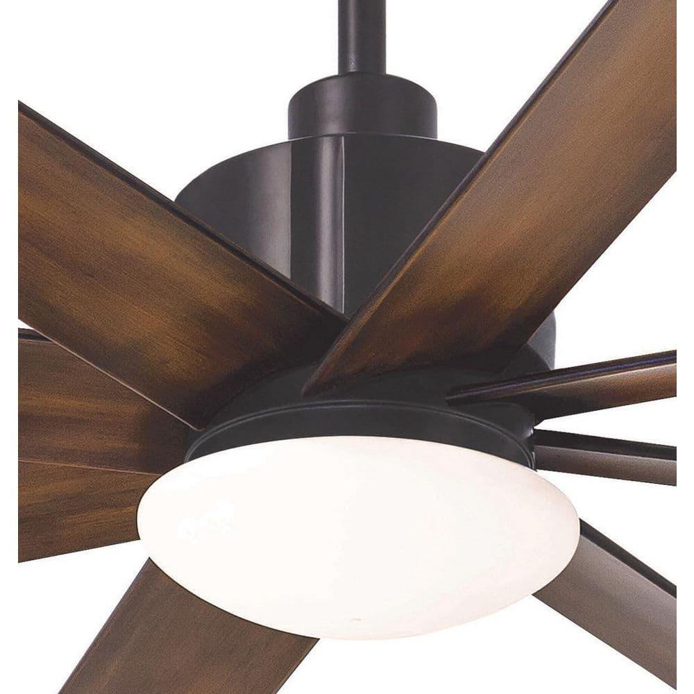 65" Minka Aire Modern Outdoor Ceiling Fan with LED Light Remote Control Coal Distressed Koa Opal Glass Wet Rated for Patio Gazebo