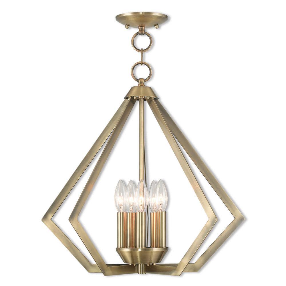 Livex Lighting Prism 5 - Light Chandelier in  Antique Brass