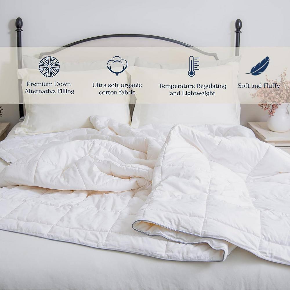 Down Alternative Summer/Spring Lightweight Duvet Insert Organic Cotton Shell