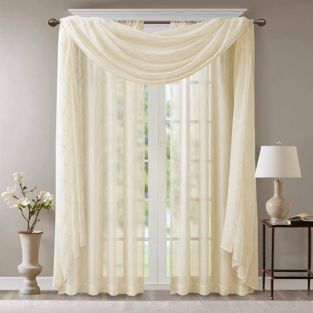 Madison Park Irina Solid Sheer Embroidered Single Window Scarf & Reviews | Wayfair