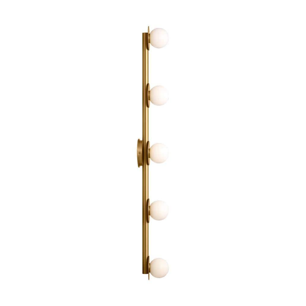 Visual Comfort Studio Nodes Contemporary 5-light Wall Bath Fixture with milk glass shades | Birch Lane