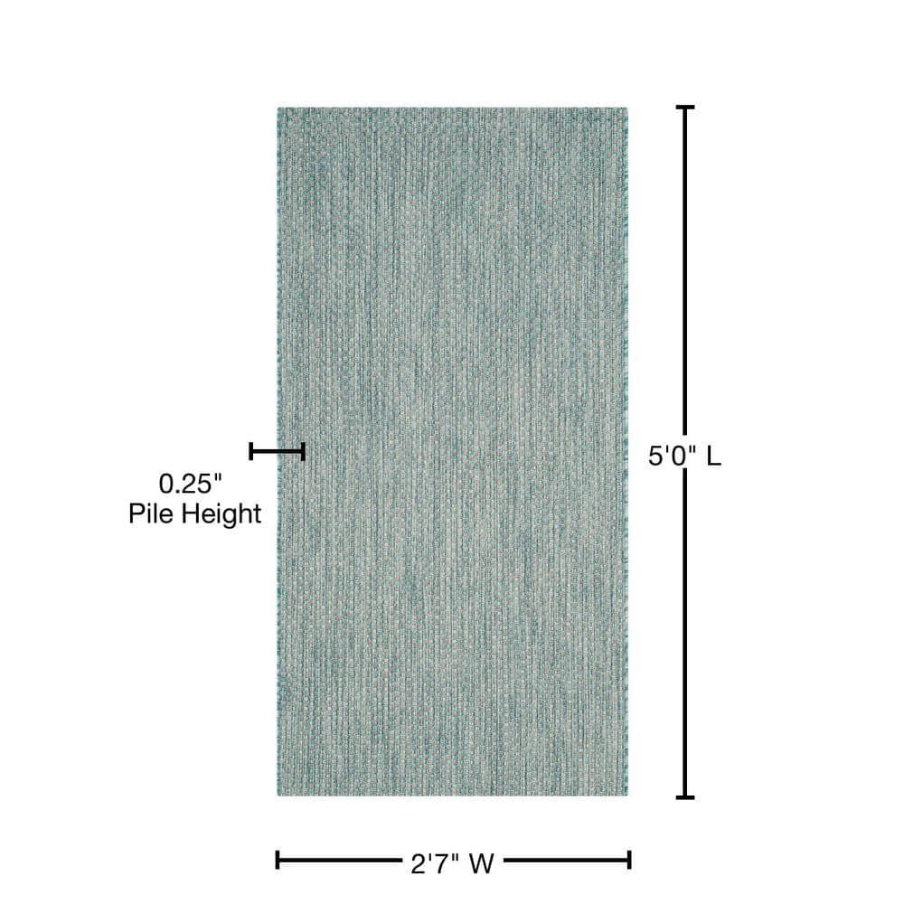 Courtyard CY8521 Power Loomed Indoor/Outdoor Accent Rug - Aqua/Grey - 2'7"x5' - Safavieh.