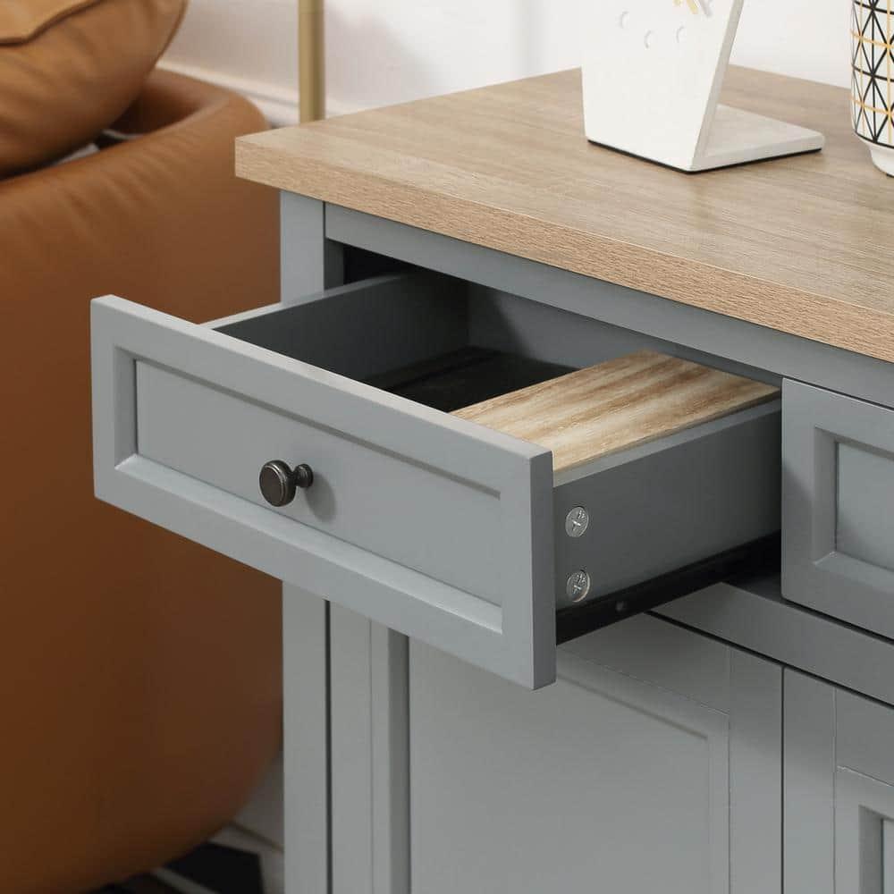 HOMCOM Sideboard Buffet Cabinet with Storage Drawers, 2 Door Kitchen Storage Cabinet with Adjustable Shelves, Coffee Bar for Living Room, Dark Gray